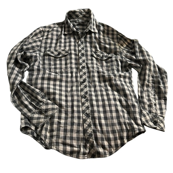 Casual Black and Gray Plaid Button Down Shirt - Picture 1 of 4